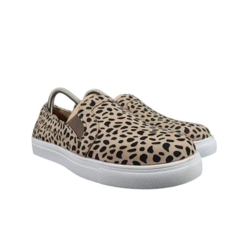 Slip On Shoes Womens 40 Sneakers Fashion Animal Print Casual Flat Trainer Brown